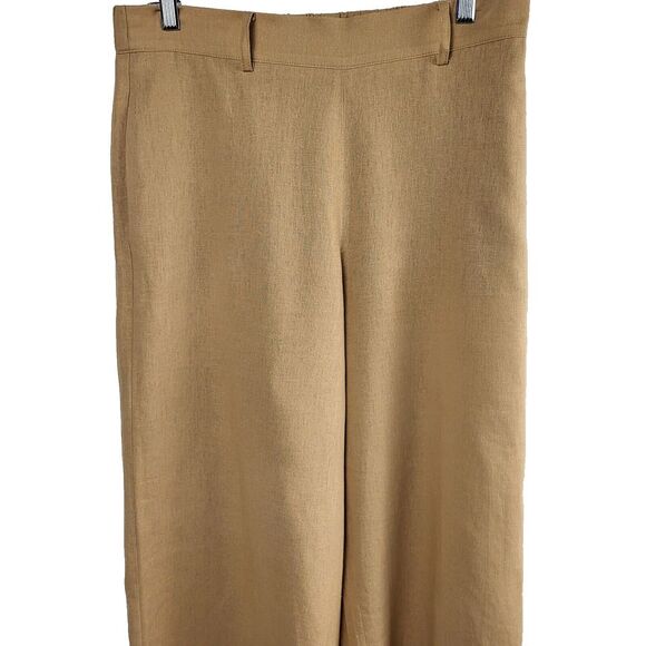Bar III Size 8 Cropped Wide Leg Tan Pants Linen and Viscose Elastic Waist Casual - Picture 6 of 9